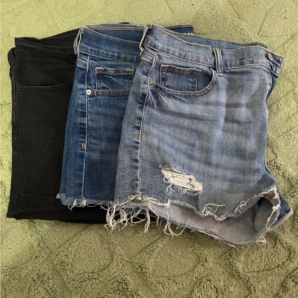 Old Navy Denim Shorts Trio - Black, Dark Blue, Light Blue